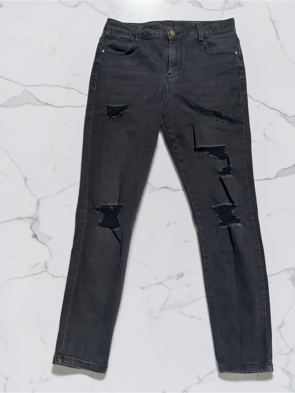 ART CLASS Distressed Skinny Jeans Grunge Washed Black Patched Rips size 10‎